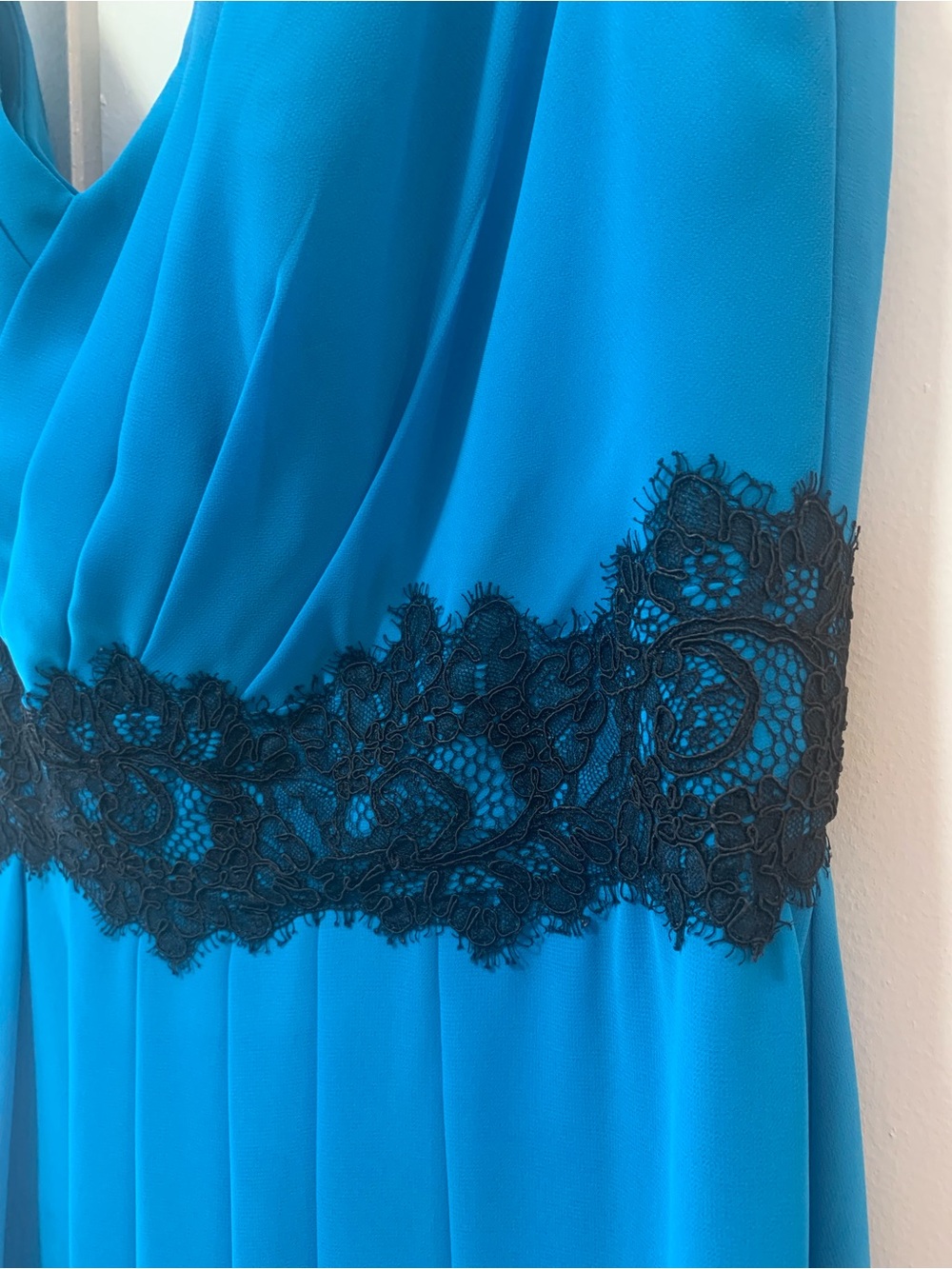 SORELLA VITA Size 14 Turquoise Maxi Dress with Black Lace Waist and Straps - Picture 5 of 8